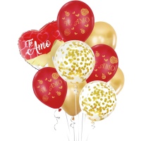 Bouquet de ballons de Saint-Valentin Je T'aime - 9 unités