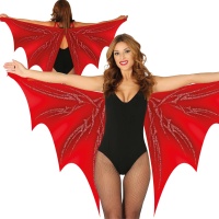 Ailes de chauve-souris rouge brillant de 1,70 x 0,80 m