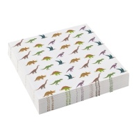 Serviettes de Dinosaures Préhistoriques de 12,5 x 12,5 cm - 20 unités