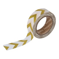 Washi tape à motifs flèches dorées métal - 10 m