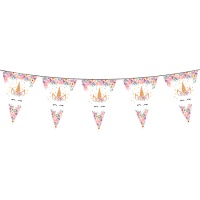 Guirlande de Drapeaux Licorne Florale de 2,4 m