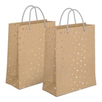 Sac cadeau 32 x 26 x 10 cm kraft avec étoiles - 1 unité