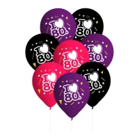 Ballons en latex des années 80 de 27 cm - 8 unités