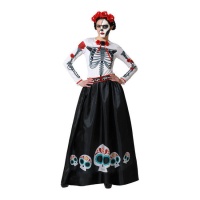 Déguisement de catrina noir et blanc pour femme