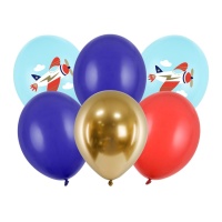 Ballons en latex Aviateurs de 30 cm - PartyDeco - 6 unités