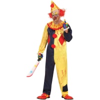 Déguisement de clown assassin jaune avec chapeau pour adulte