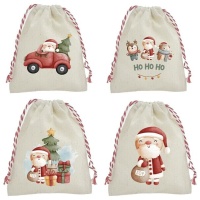 Sac cadeau de Noël assorti de 21 x 17 x 1 cm - 1 unité