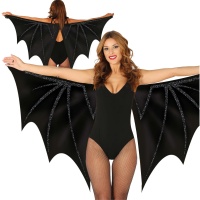 Ailes de chauve-souris noires brillantes de 1,70 x 0,80 m