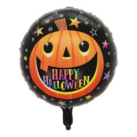 Ballon citrouille souriante de Joyeux Halloween de 45 cm - Party love