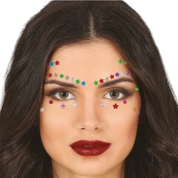 Bijoux adhésifs pour le visage en petites étoiles colorées