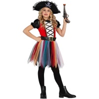 Costume de pirate avec jupe multicolore pour fille