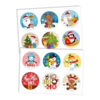 Mini disques de gaufrette comestible de Noël de 5,8 cm - 12 unités