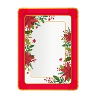 Plateau rectangulaire de fleur de Noël de 25 x 34 cm - 1 unité