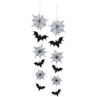 Pendants de toiles d'araignées et chauves-souris de 70 cm