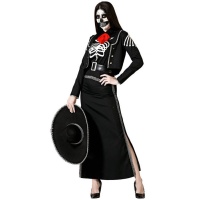 Déguisement de squelette Catrina noir pour femme