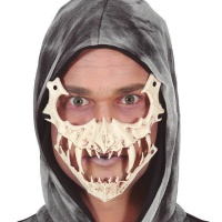 Masque de crâne d'animal avec crocs moitié visage