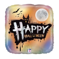 Ballon carré Happy Halloween de 32 x 32 cm - Grabo