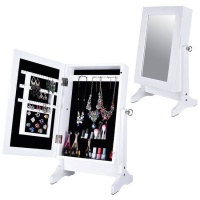 Armoire à bijoux avec miroir blanc de 59,5 cm