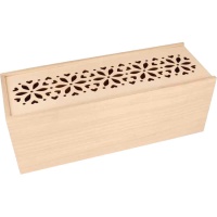 Boîte rectangulaire en bois avec fleurs de 33 x 12 x 12 cm