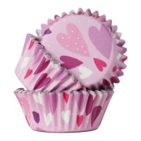 Capsules pour cupcakes avec coeurs et intérieur en aluminium - PME - 30 unités