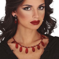 Ensemble collier et boucles d'oreilles en rubis