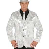 Veste à paillettes argentée pour homme