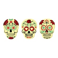 Figurines Catrina Skulls en chocolat blanc - 120 unités