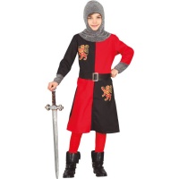 Costume de roi médiéval rouge et noir pour enfant