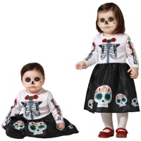 Déguisement de Catrina blanc et noir pour bébé fille