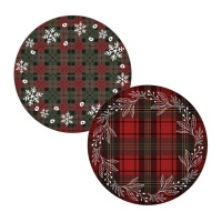 Set de table tartan rond de Noël de 38 cm - 1 unité