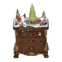 Commode avec arbre de Noël avec lumière, musique et mouvement de 15,5 x 13,5 x 22 cm