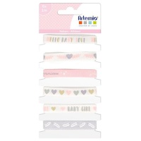 Ruban imprimé de 1 cm en coton Baby Girl - Artemio - 6 pièces