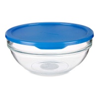 Récipient en verre rond de 1135 ml avec couvercle bleu