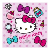 Serviettes Hello Kitty à pois de 16,5 x 16,5 cm - 20 unités