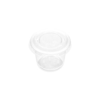 Saucière de 30 ml en plastique transparent avec couvercle - 12 unités