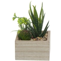 Plante artificielle avec pot carré en bois de 8,5 x 14,5 cm