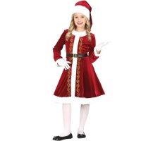 Costume de Mère Noël bordeaux pour fille