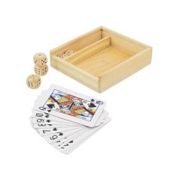 Boîte en bois avec jeu de cartes et dés - Disok