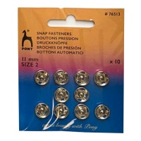 Boutons-pression de 1,1 cm nickelé - Pony - 10 paires