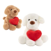 Peluche de chien avec coeur de 26 cm - 1 unité