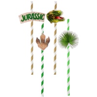 Pailles Dinosaure Jurassic de 19,2 cm - 8 unités