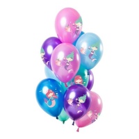 Ballons en latex métallisés sirène 27 cm - 12 unités