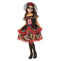 Déguisement de Catrina avec voile pour fille