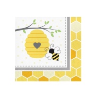 Serviettes Abeille Baby de 16,5 x 16,5 cm - 16 unités