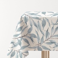 Nappe de 2,00 x 1,45 m en tissu feuilles bleues