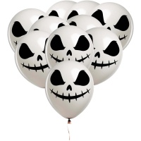 Ballons en latex d'Halloween avec visage de crâne de 30 cm - 10 unités