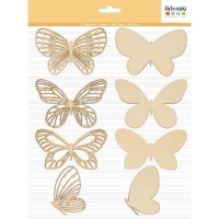 Figurines en bois de papillons assortis de 7 cm - 8 unités