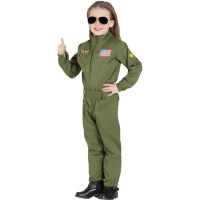 Costume de pilote de chasse vert militaire pour enfant