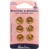 Boutons-pression de 1,3 cm dorés - Hemline - 6 paires