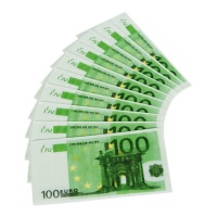 Serviettes en forme de billets de 100 euros de 33 cm - 10 unités